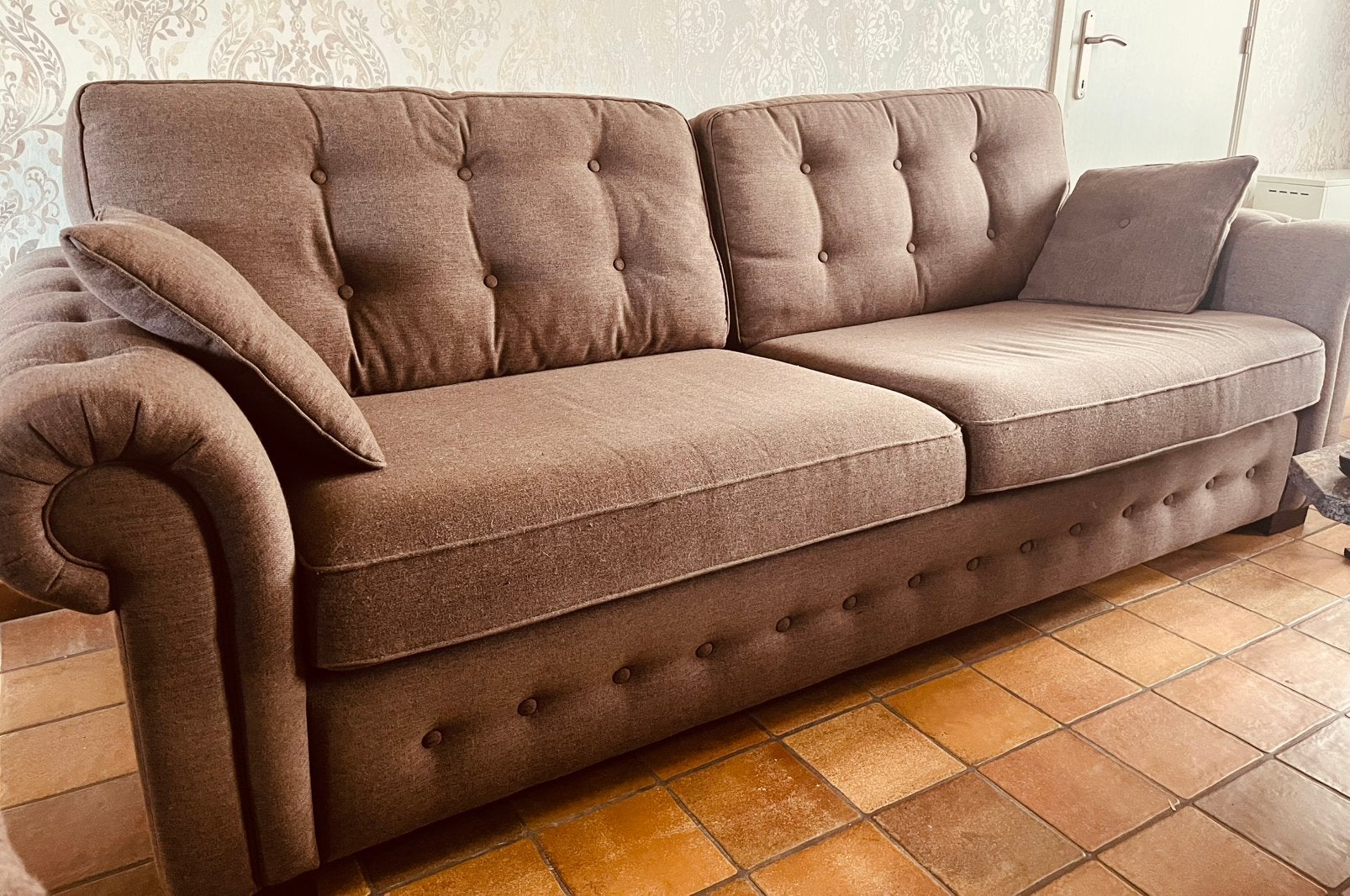 Landelijke stoffen sofa’s - extra breed zitvlak., Enlèvement, Comme neuf