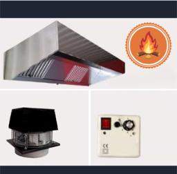 Hotte + Moteur + Variateur – Restaurant spécial feu de bois, Neuf, Hotte murale, Autoportant, Envoi
