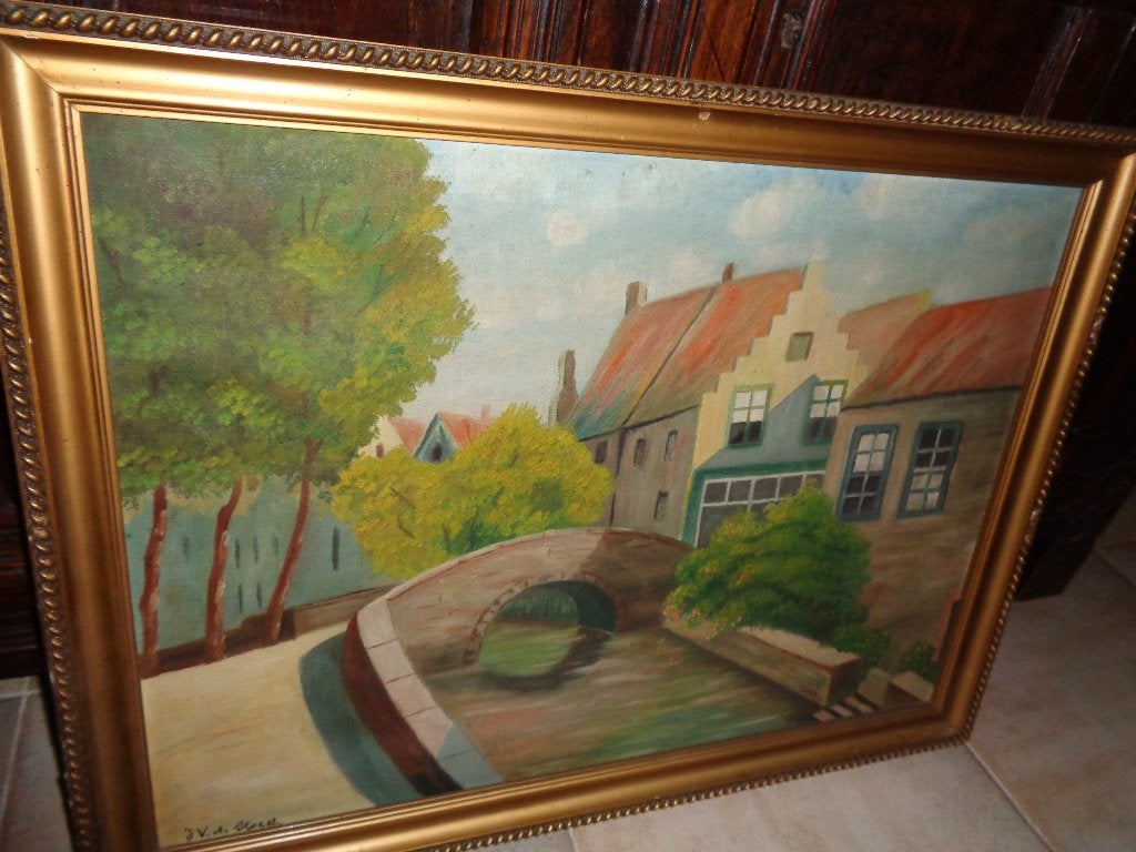 *J.V.D.Steen (1929) -Belle peinture -Mentionné au PIRON, BAS, Enlèvement ou Envoi, Cadre spécial, Toile