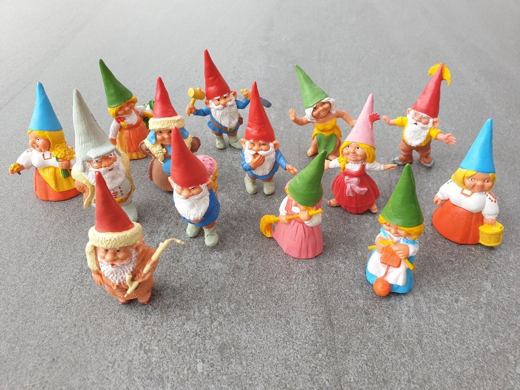 14 kleurrijke kabouters - vintage speelgoed, Enlèvement, Comme neuf, Garçon ou Fille