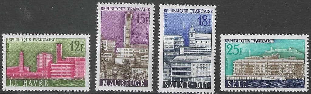 Frankrijk 1958 - Yvert 1152-1155 - Heropbouw Steden (PF), Postzegels en Munten, Verzenden, Postfris