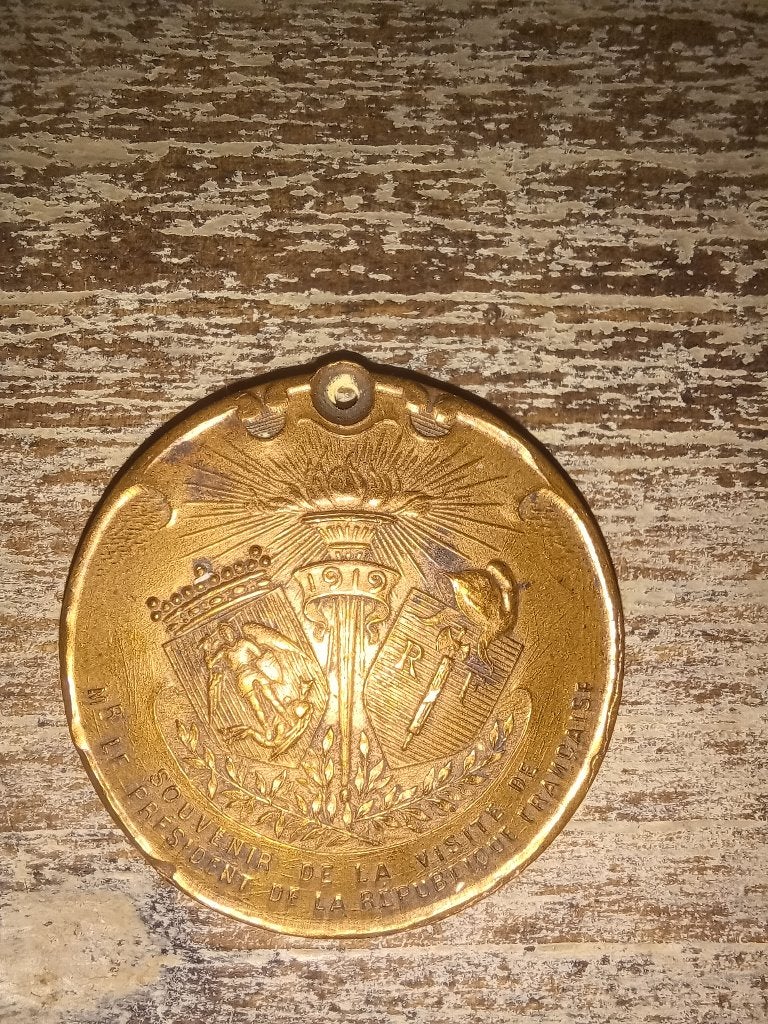 medaille 1919 bezoek franse president aan brussel, Ophalen of Verzenden