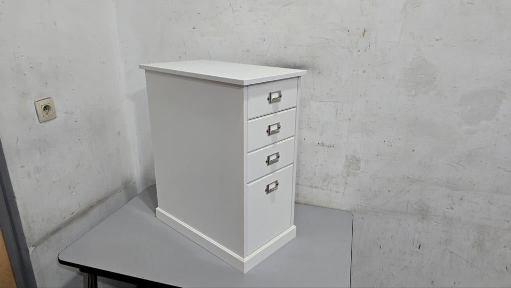 Caisson de bureau 69cmx28cm meuble en bois 6 tiroirs blanc