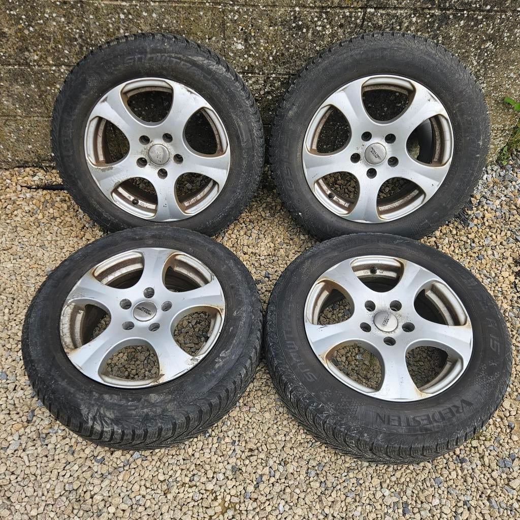 4 Vredestein 195/65 R15 wintervelgen en -banden, Auto-onderdelen, Banden en Velgen, Ophalen, Gebruikt, 15 inch, Winterbanden