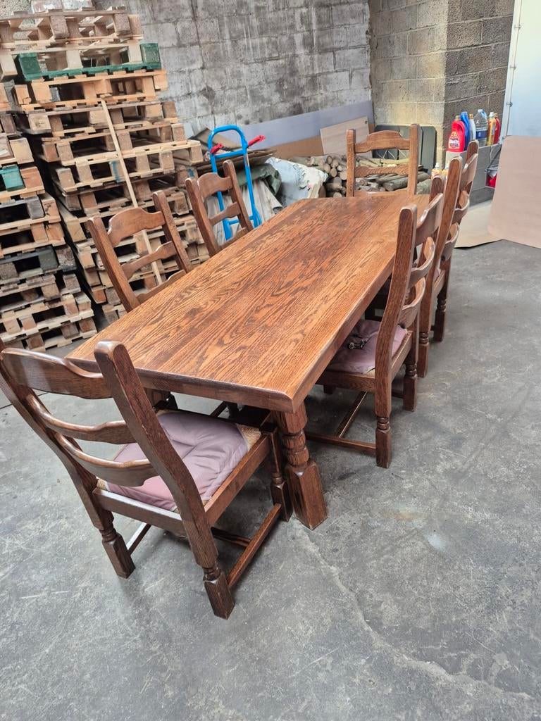 table de salle à manger + 6 chaise prix 100 euros, 150 à 200 cm, Enlèvement, Utilisé, Rectangulaire