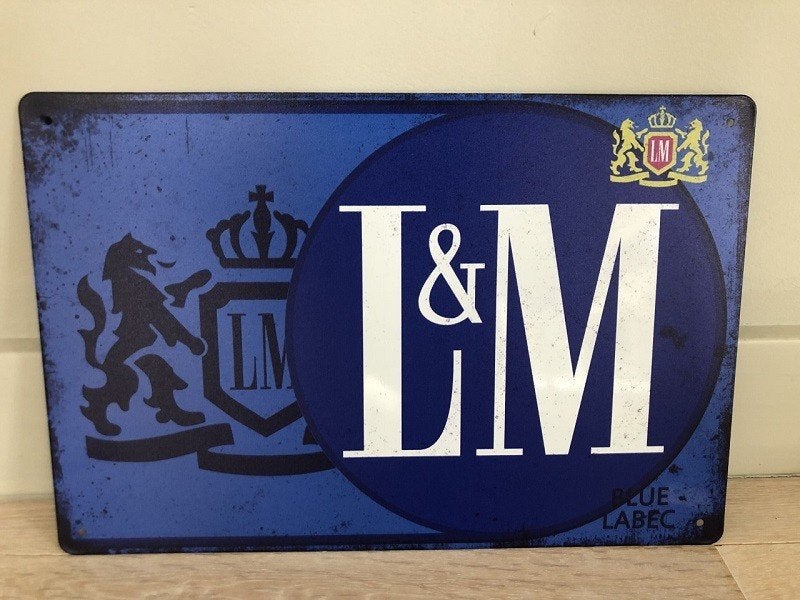 L&M metalen vintage look wandplaat 20x30cm, Ophalen of Verzenden, Nieuw, Reclamebord