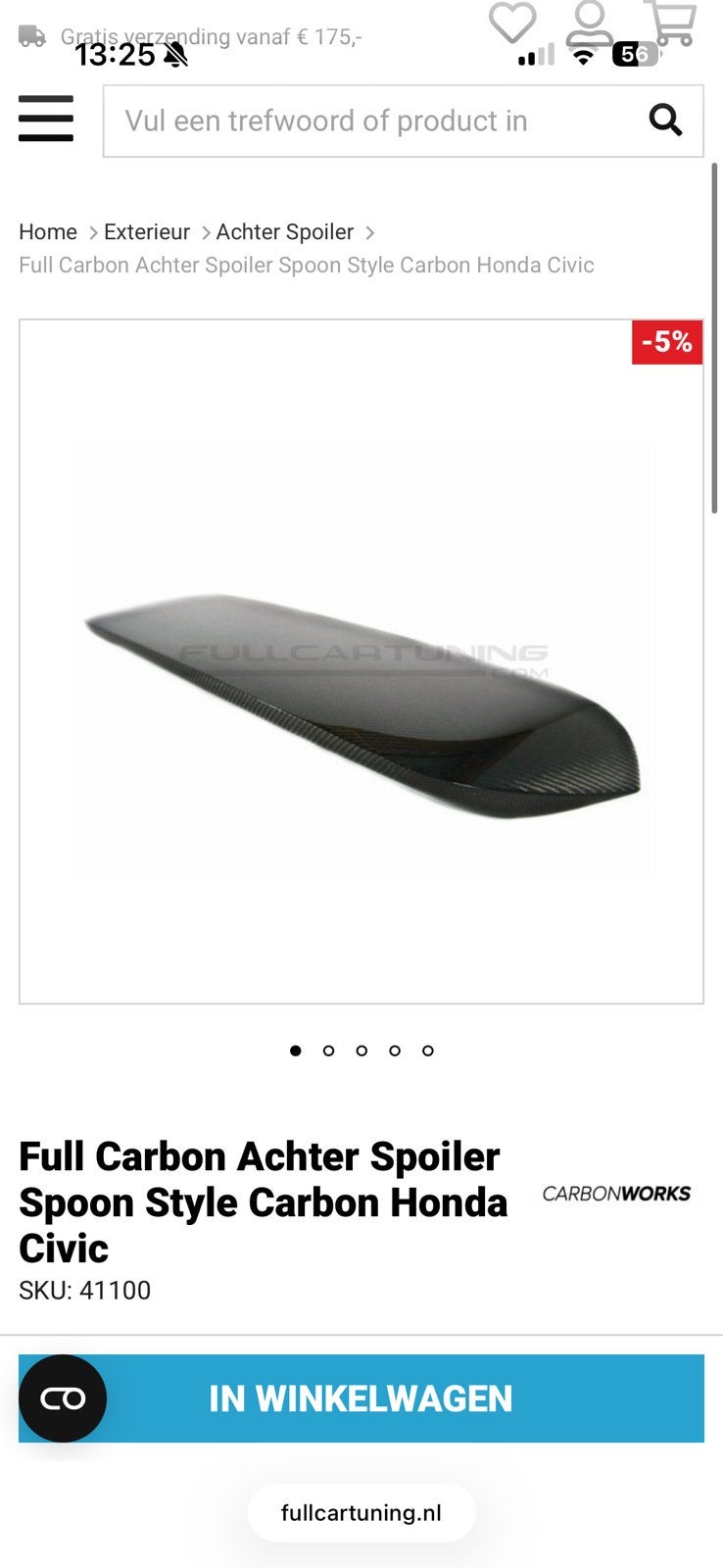 Full carbon spoiler voor honda civic, Ophalen