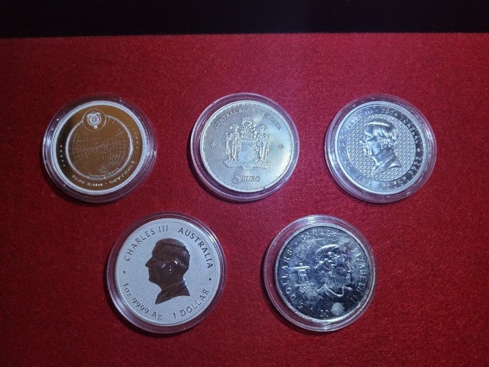 5 pièces de 1 oz en argent 999, Timbres & Monnaies, Enlèvement ou Envoi