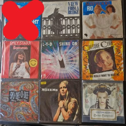 Singles en vinyle 45t à 1 euro/pièce, Housse de protection extérieure, Enlèvement ou Envoi, Utilisé, Autres genres