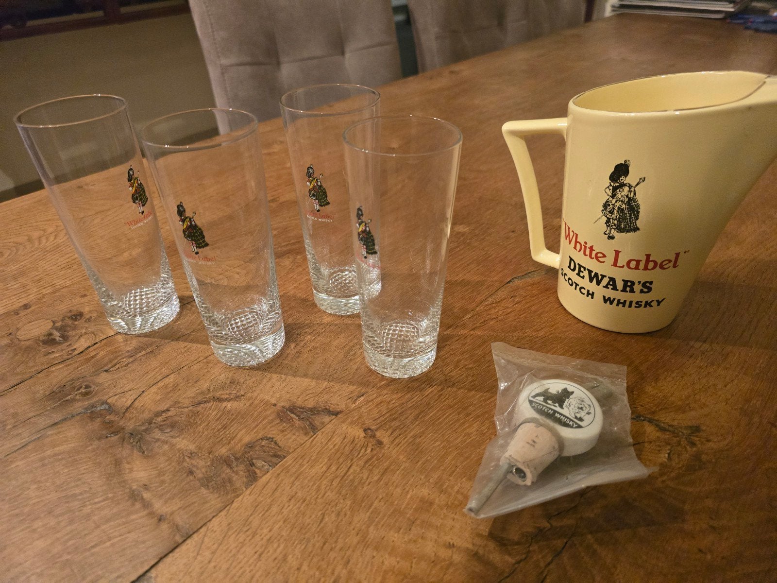 vintage scotch whisky karaf en 4 glazen + nieuwe schenkdop., Ophalen, Nieuw, Overige typen