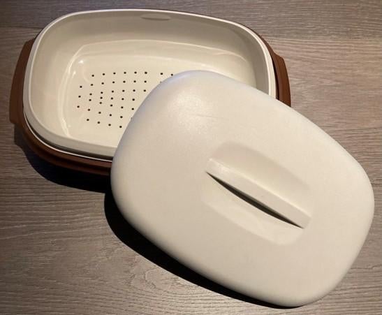 Vintage Tupperware serveerschaal jaren 70 retro Bruin/Crème, Huis en Inrichting, Keuken | Tupperware, Ophalen of Verzenden, Gebruikt