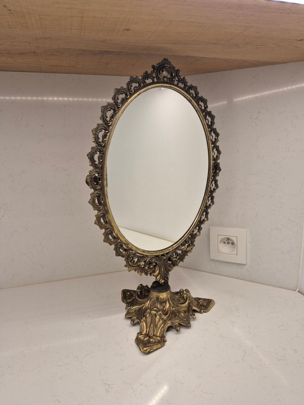 miroir de table de style baroque vintage ou antique, Antiquités & Art, Enlèvement ou Envoi, Rond, Moins de 50 cm, Moins de 100 cm