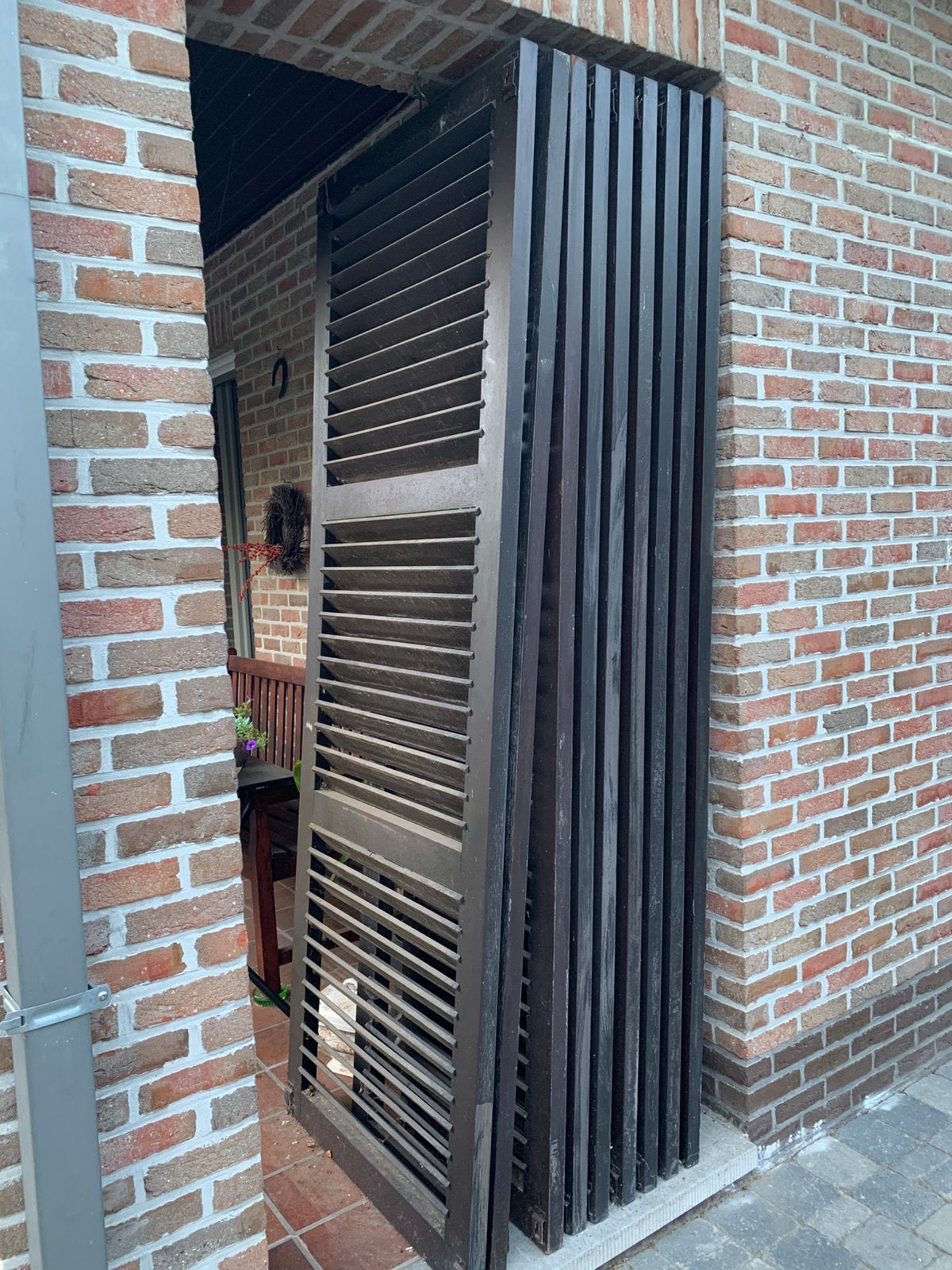 Houten luiken voor ramen, Ophalen, Gebruikt, Bruin, 200 cm of meer