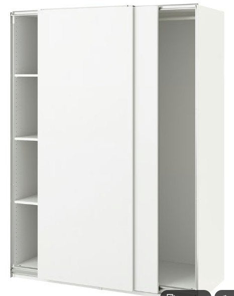 2 kleerkasten PAX / HASVIK, wit/wit, 150x66x201 cm, Ophalen, Met deur(en), 100 tot 150 cm, Zo goed als nieuw