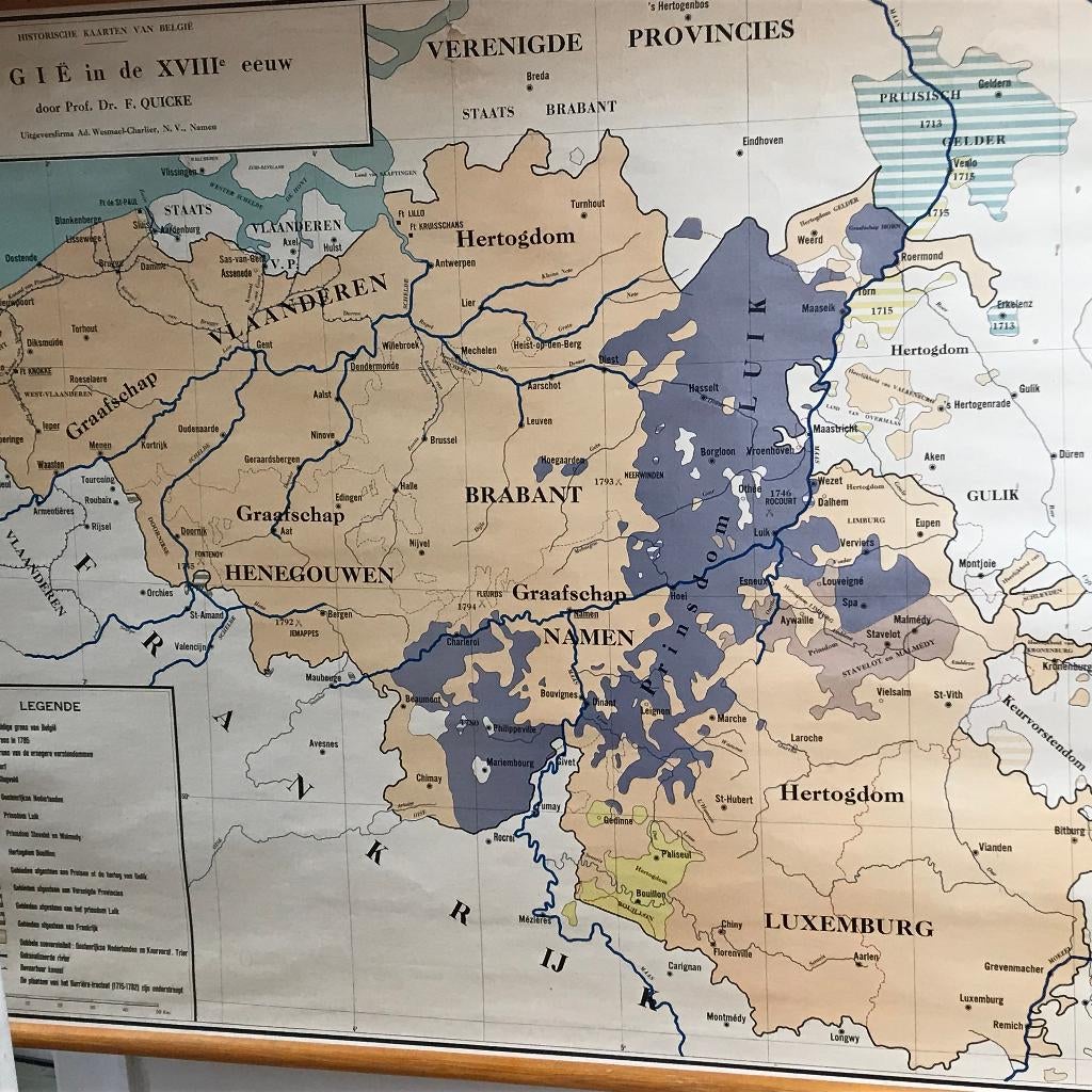 oude schoolkaart  Belgie in de XVIIIe eeuw, Antiek en Kunst, Antiek | Schoolplaten, Ophalen of Verzenden, Geschiedenis