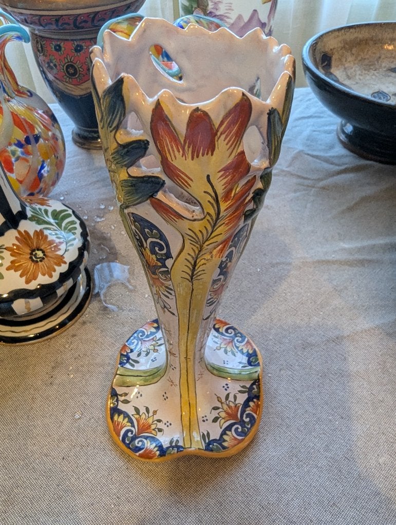 Grote opengewerkte hoornvaas Brigode Aube Art Nouveau, Antiek en Kunst, Antiek | Vazen, Ophalen of Verzenden