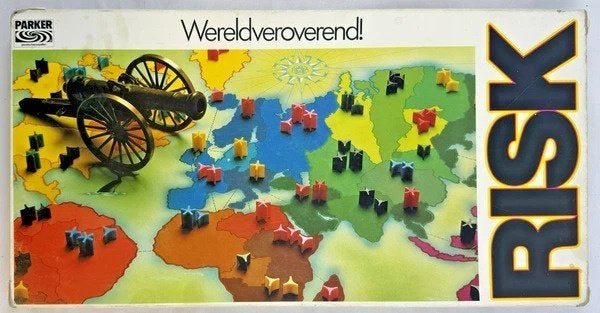 Parker Risk witte doos bordspel 1982 vintage gezelschapsspel, Een of twee spelers, Verzenden, Zo goed als nieuw, Parker