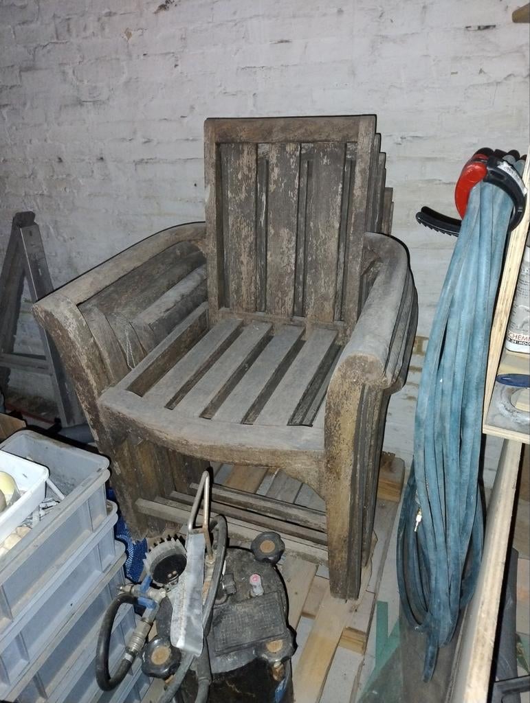 6 Teak stoelen, Ophalen, Stapelbaar