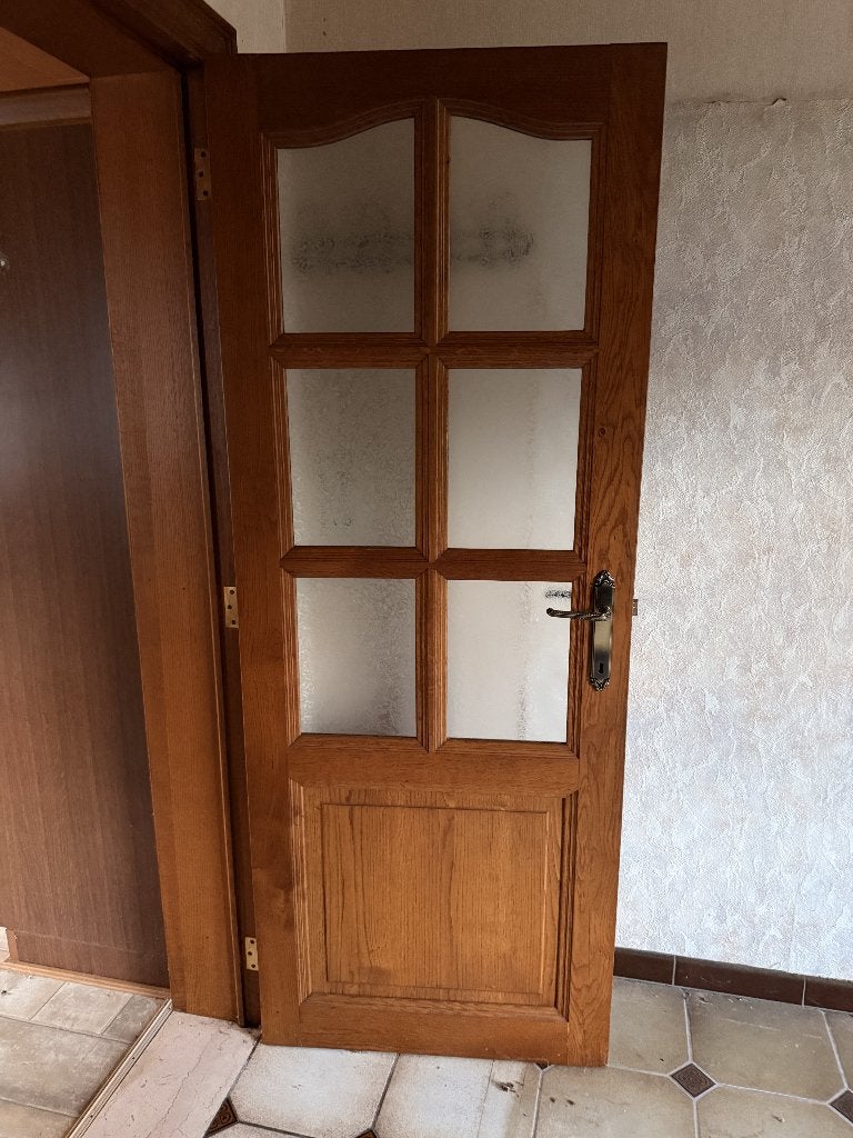 3 eiken houten binnendeuren, 2 met glas, mooie staat, Enlèvement, Moins de 80 cm, Verre, 200 à 215 cm