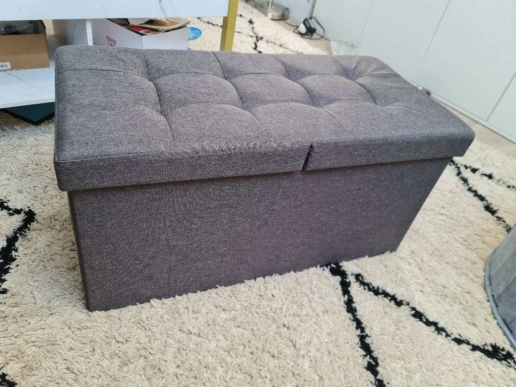 POUF AVEC RANGEMENT, Maison & Meubles, Canapés | Repose-pieds & Poufs, Neuf, Moins de 50 cm, 50 à 75 cm, Rectangulaire, Bois, Tissus