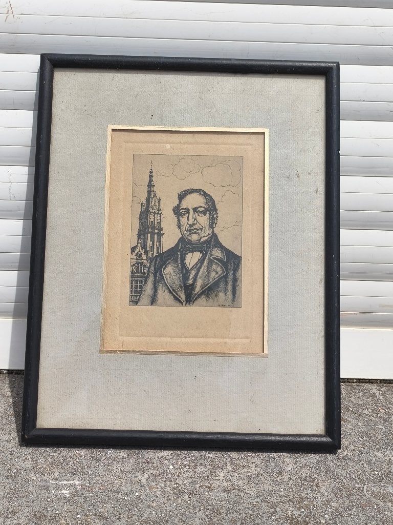 Gravure signe charles bisschops, Antiquités & Art, Enlèvement ou Envoi, Gravure