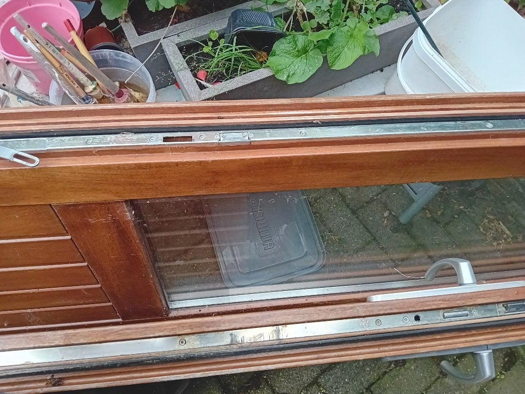 Dubbeldeur in meranti hout, Ophalen, Gebruikt