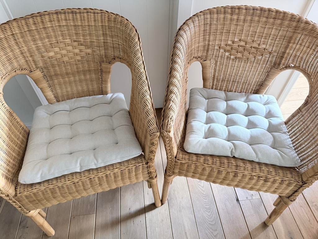 Lot de 2 chaises en rotin avec coussins, Jardin & Terrasse, Chaises de jardin, Enlèvement, Utilisé, Rotin