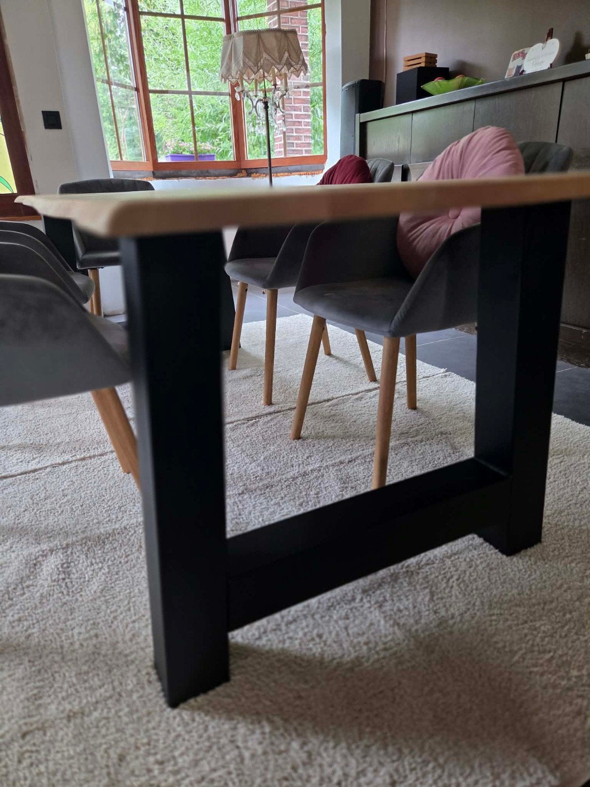 Boomstamtafel rustiek eiken- 230cm nieuw, Huis en Inrichting, Ophalen