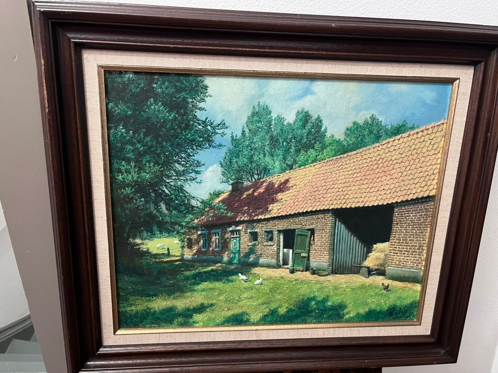 Origineel schilderij Albert Rabaey (1986) - Vlaamse Hoeve, Enlèvement, Peinture à l'huile