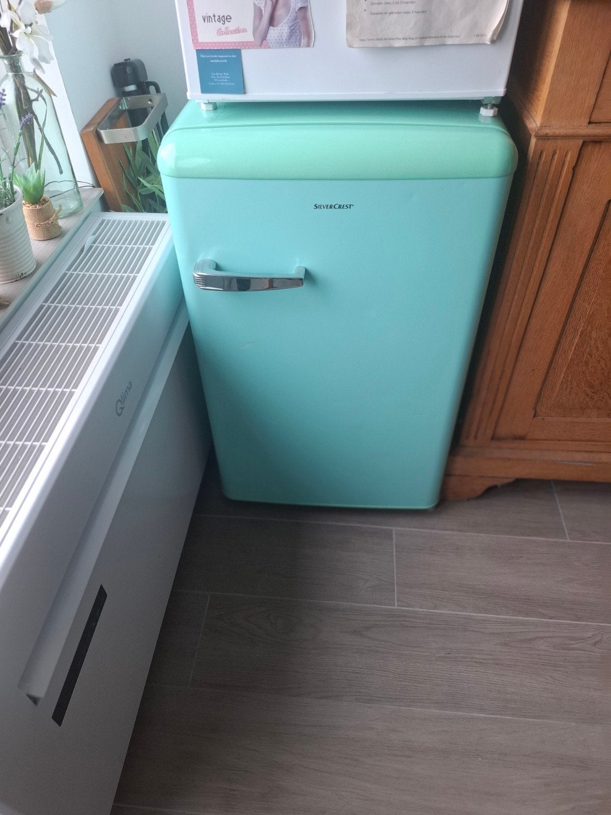 Mooie tafel model frigo groen, Elektronische apparatuur, Ophalen, Zo goed als nieuw, Zonder vriesvak, Energieklasse A of zuiniger