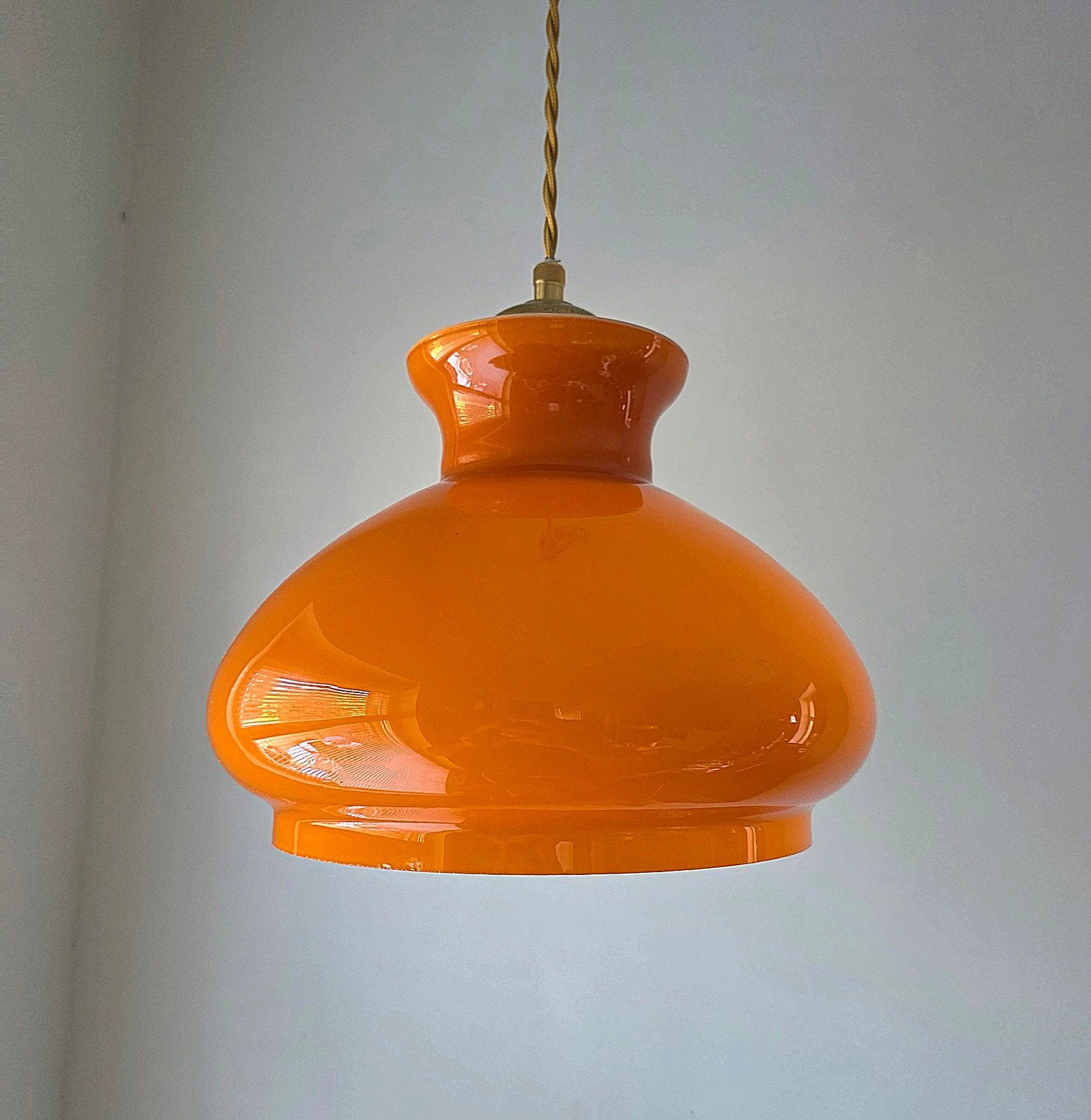 Vintage opaline glazen hanglamp, Antiek en Kunst, Ophalen of Verzenden