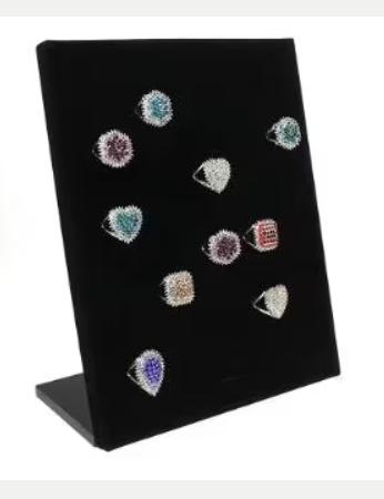 Présentoir professionnel pour 50 bagues (25x20 cm), Bijoux, Sacs & Beauté, Bagues, Enlèvement ou Envoi, Neuf, Noir
