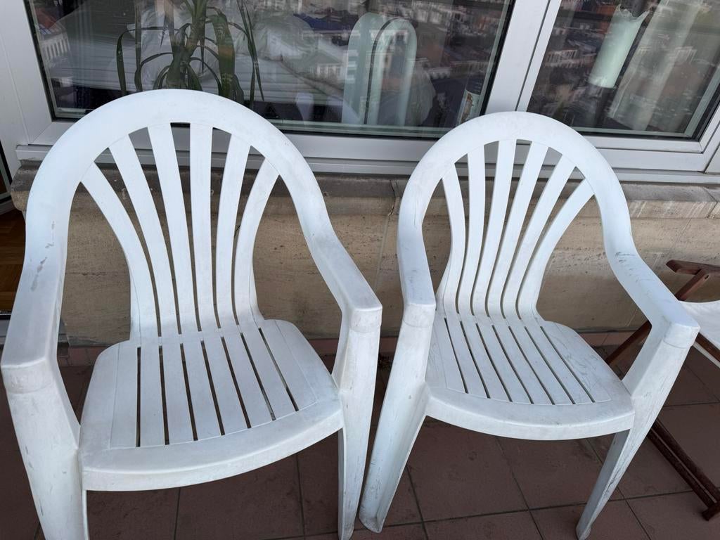 Plastic Tuinstoel 2 stuks, Tuin en Terras, Ophalen, Gebruikt, Kunststof, Stapelbaar