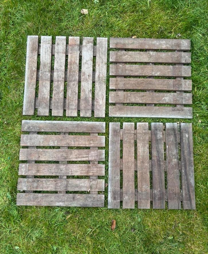 36 houten terrastegels 45x45cm – 7m² – set, Ophalen, Gebruikt, Hout