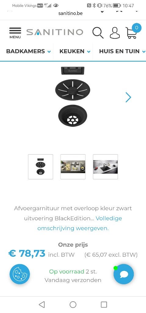 Afvoerset blanco zwart, Huis en Inrichting, Ophalen, Zwart