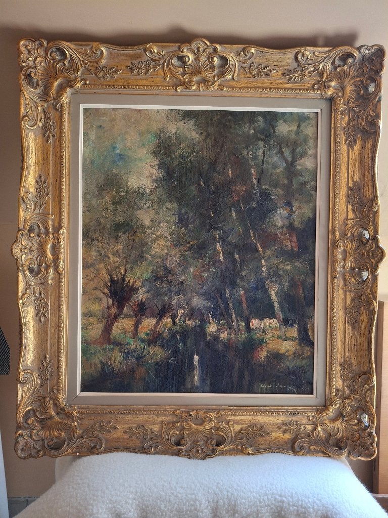schilderij, Ophalen, Doek, Bijzondere lijst, Landschap