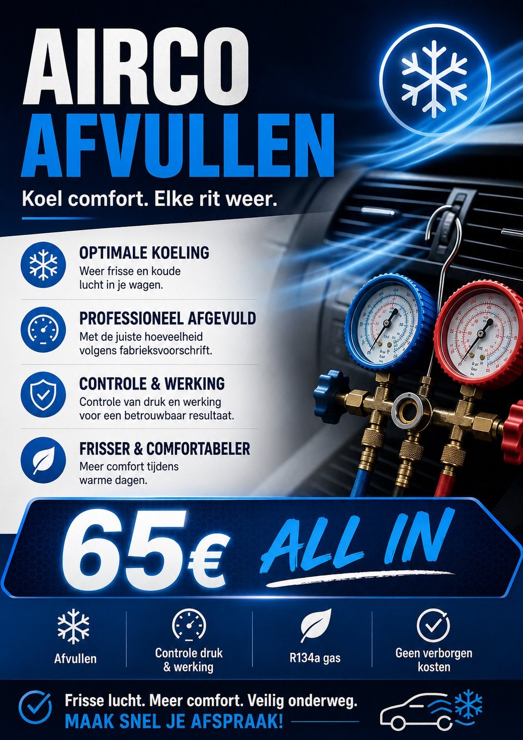 Airco afvullen 65€ All in, Enlèvement