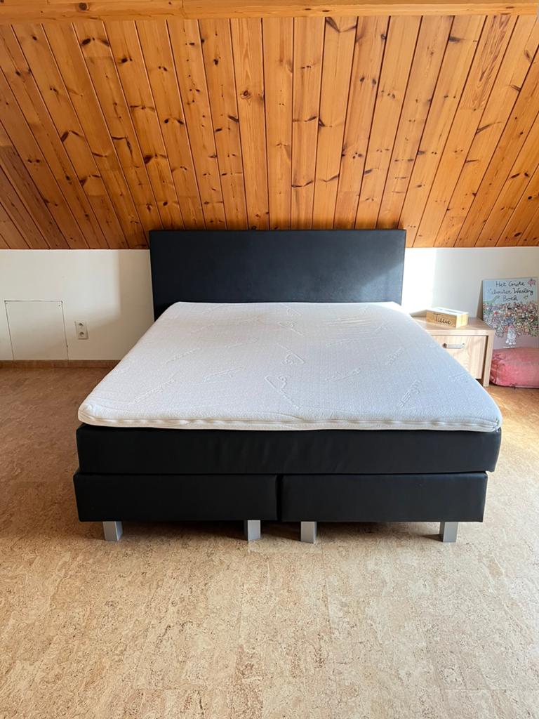 Boxspring, Ophalen, Gebruikt, Zwart, Tweepersoons