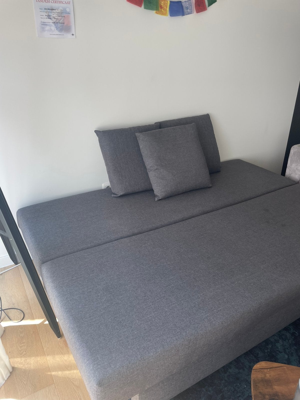 Ikea slaapbank, Huis en Inrichting, Slaapkamer | Slaapbanken, Zo goed als nieuw, 80 cm, 190 cm of minder, Tweepersoons, Grijs