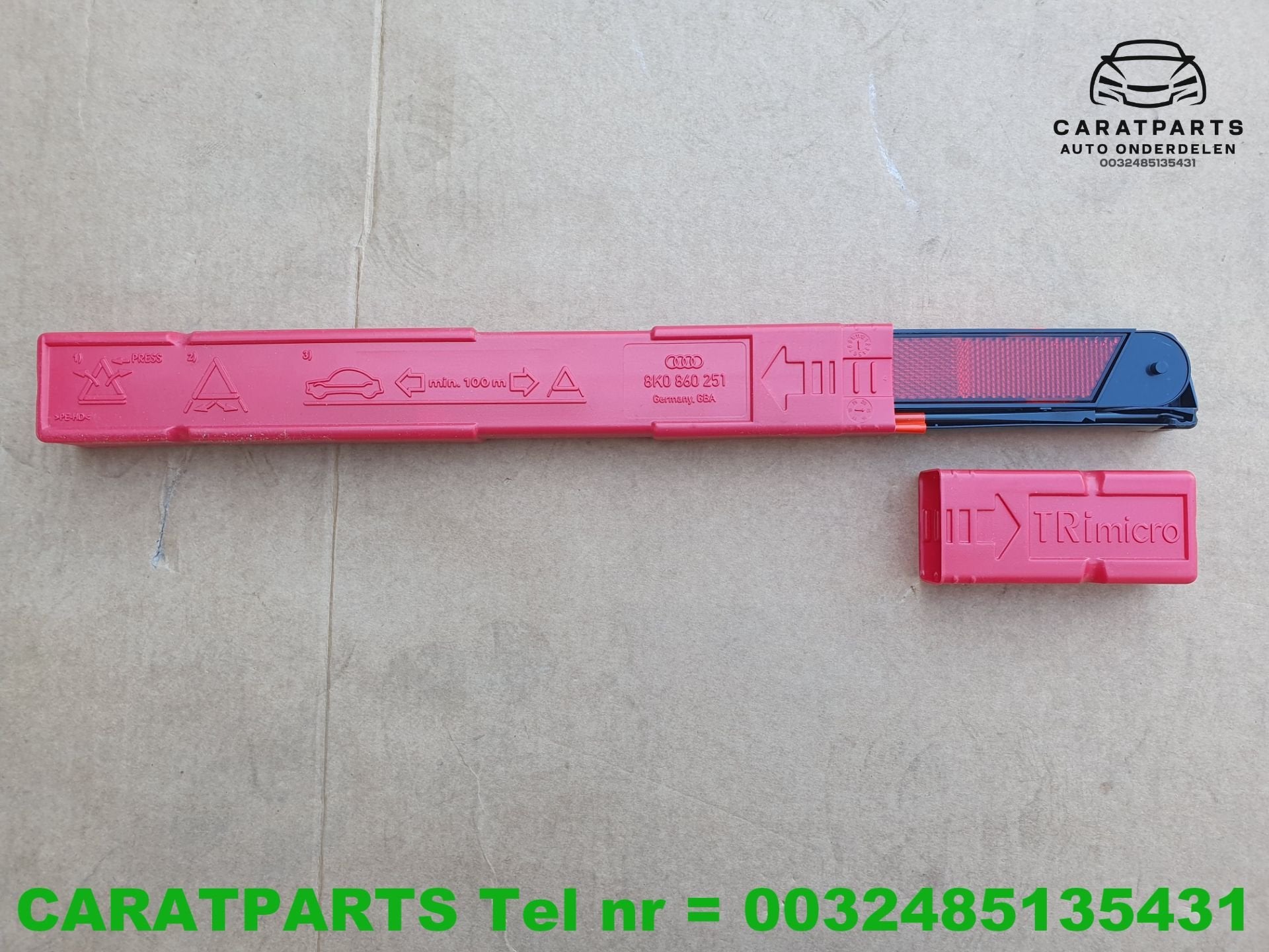8K0860251 Audi gevarendriehoek Volkswagen Seat Skoda Cupra, Auto-onderdelen, Gebruikt, AUDI AG, Auto-Union-Strasse 1
85045  Ingolstadt, DE