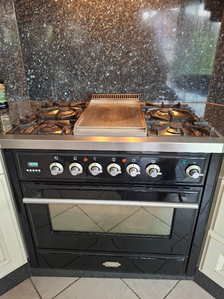 Luxe Boretti Gasfornuis 90 cm met Teppanyaki (Frytop), Ophalen, Gebruikt, 75 cm of meer, Zwart