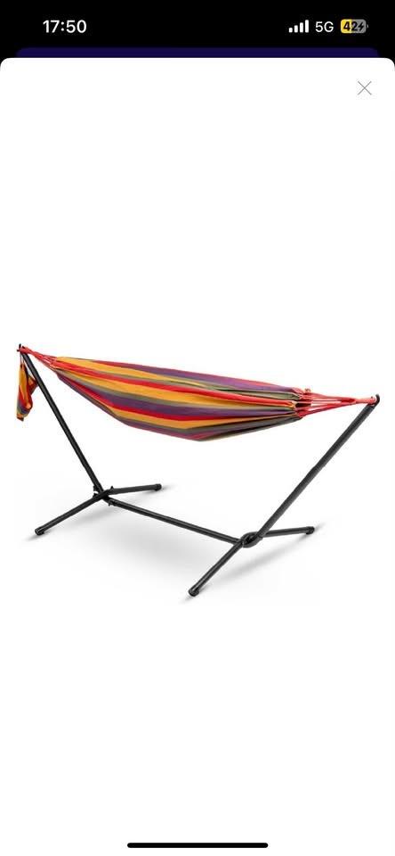 Hangmat met Houder - Ongebruikt in doos (nieuw 100eur), Tuin en Terras, Hangmatten, Nieuw, Eenpersoons, Met standaard, Inklapbaar
