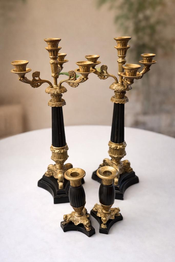 Lot de 4 chandeliers bronze et noir, Enlèvement, Cuivre ou Bronze