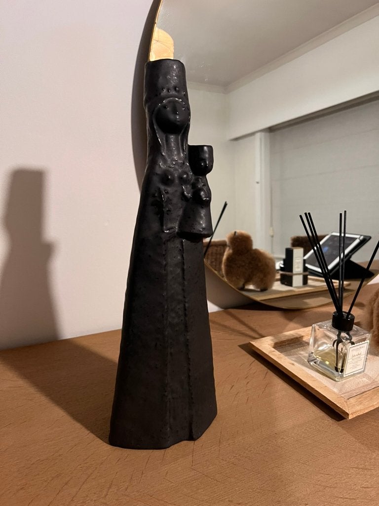 Statue vintage en céramique de Marie avec enfant, noire. L, Enlèvement ou Envoi