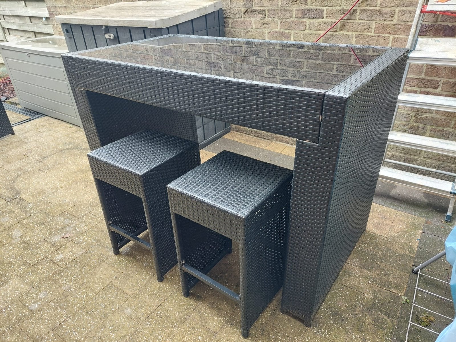 Tuinset verhoog met 6 stoelen, Ophalen, Gebruikt, 6 zitplaatsen, Tuinset