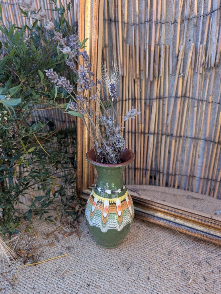 Vase vintage en céramique peinte à la main style Troyan, Enlèvement ou Envoi