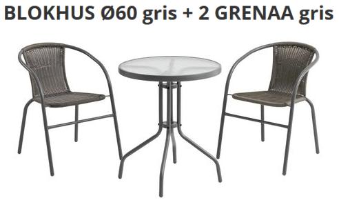 Table bistrot Ø 60 cm gris + 2 Chaises empilables, Neuf, Chaise, Aluminium, Enlèvement