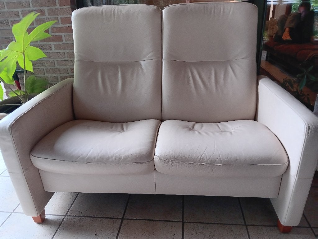 Ekornes stressless 2-zitsbank leder, Ophalen, Gebruikt, Leer, 75 tot 100 cm