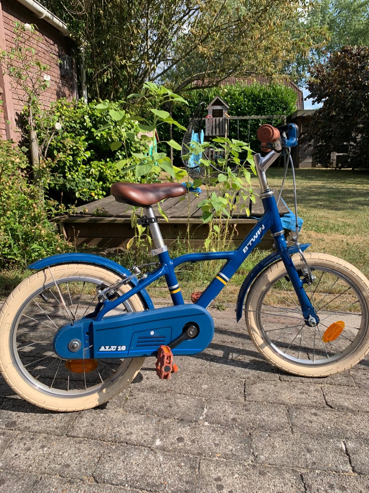B'Twin kinderfiets 16 inch - Blauw, Ophalen, Gebruikt, 16 tot 20 inch