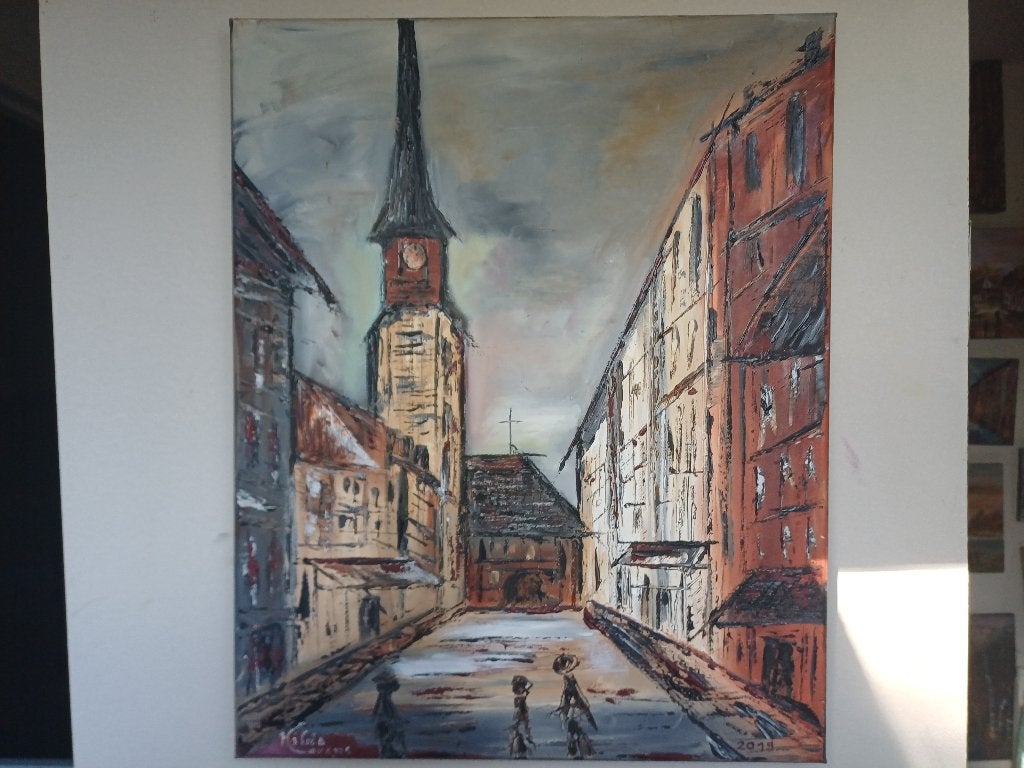 Schilderij in olieverf paletmes op linnen, nieuw., Ophalen, Handgeschilderd, Olieverf